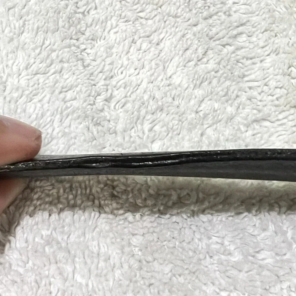 Mens Black Thick Leather Belt 36 Silver Buckle 1”Vintage Classic Grunge Goth